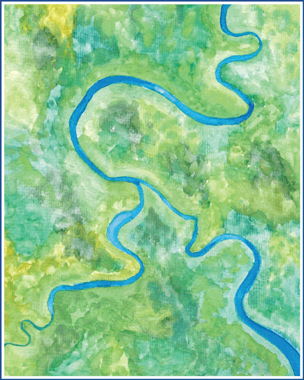 Image Description: A watercolor painted by Sid Anthony depicting the Pulangi River.